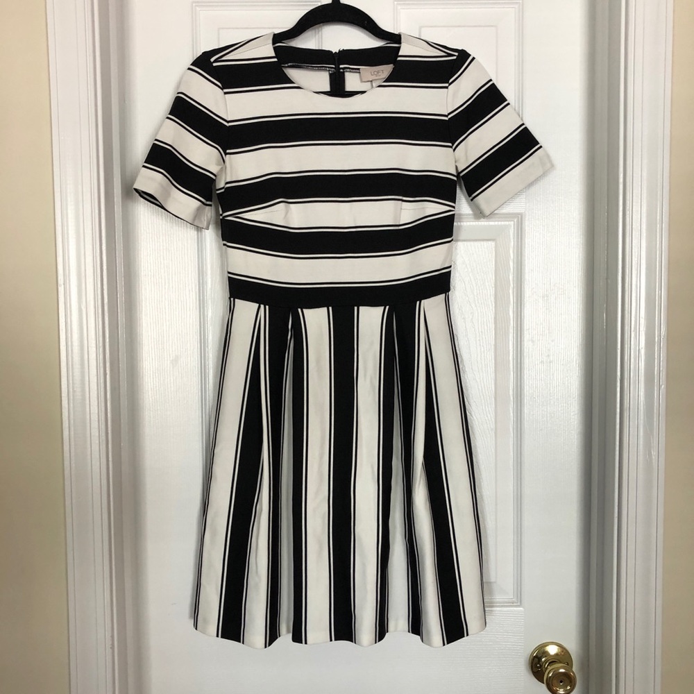Stripe Fit and Flare Dress